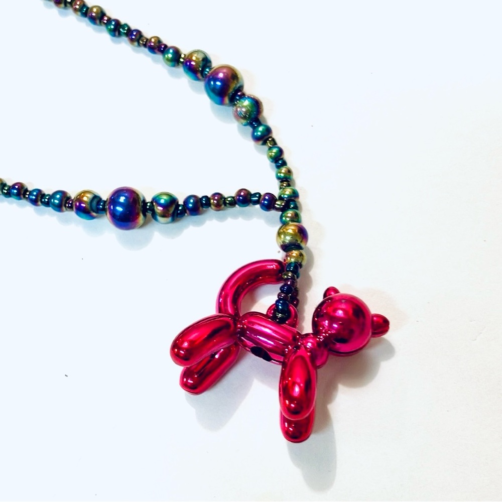 Magenta Toyland Balloon Kitty Cat Necklace